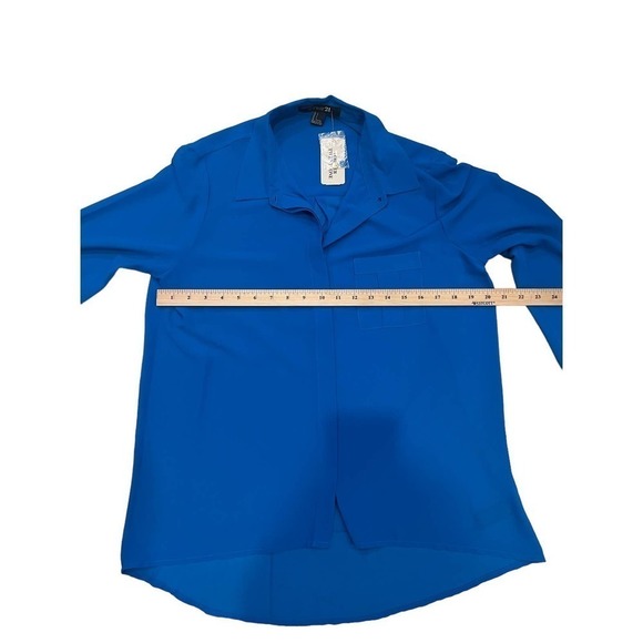 NWT Forever 21 Blue High-Lo Blue  Button down shirt sz Large - Picture 3 of 6